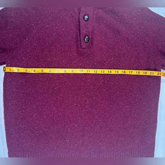 UNTUCKit Lambswool Blend Henley Sweater XL Burgundy Speckled Knit Warm - Picture 6 of 6